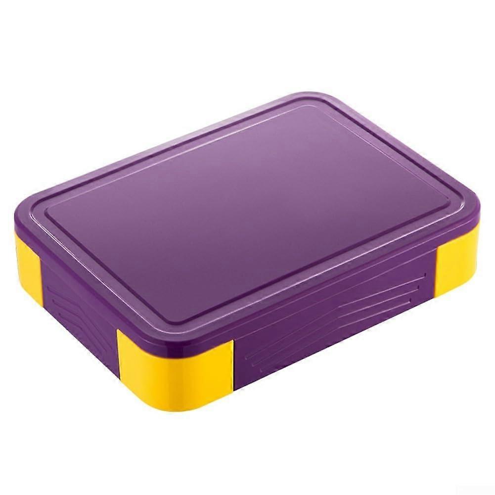5 Compartment Lunch Container 1330ml Leak Proof PP Box With Cutlery And Sauce Cup Microwave Fridge Safe Yellow Purple
