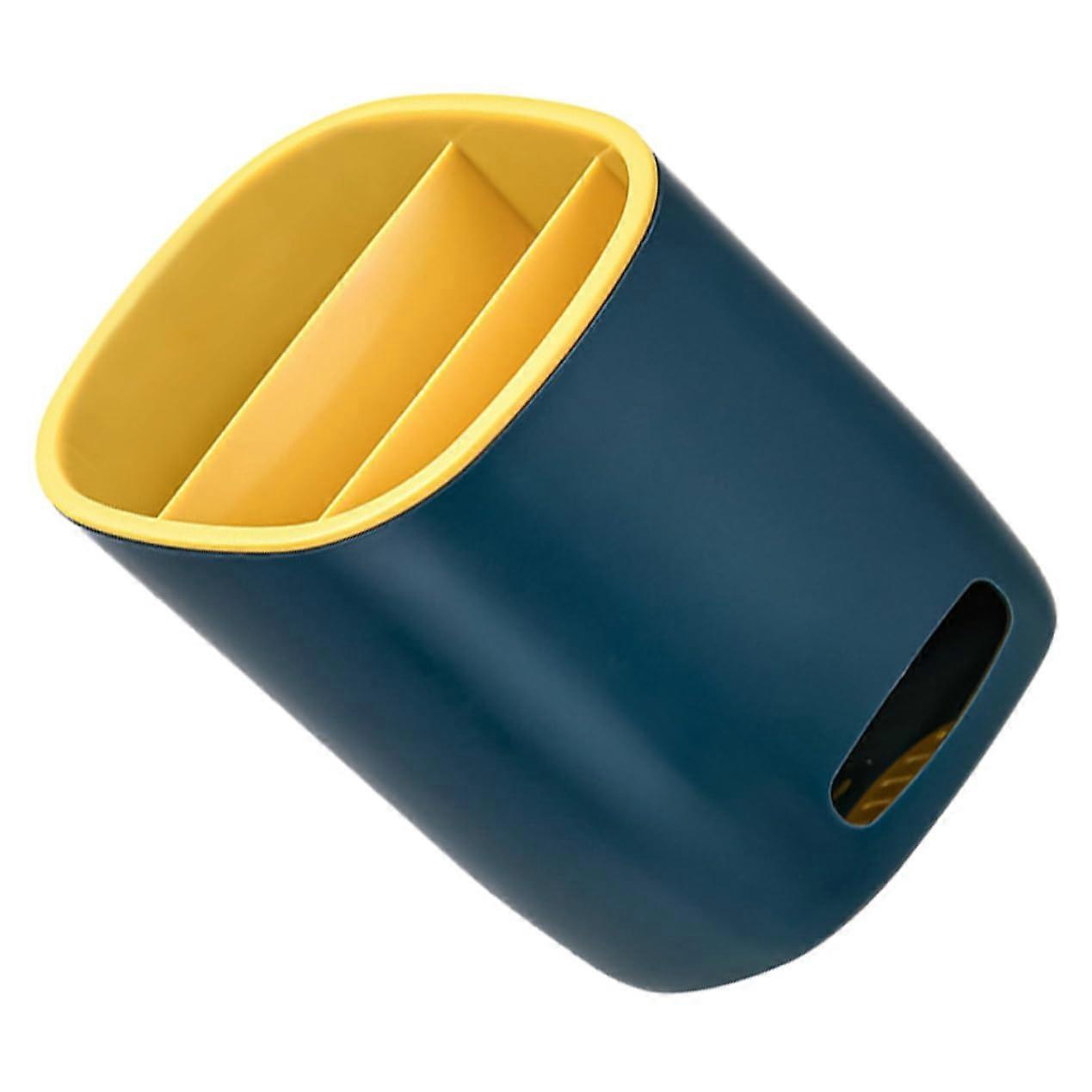 Chopstick Rack Dark Blue Kitchen Utensil Storage Holder With Partition Flatware Drain Rack Ventilated SpaceSaving Design