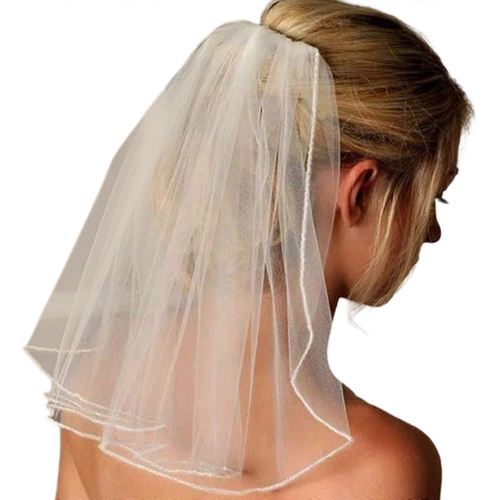 Delicate Crystal Short Wedding Curtain Sparkling Headpiece Comfortable Networking Outdoor Event Addition Multicolor