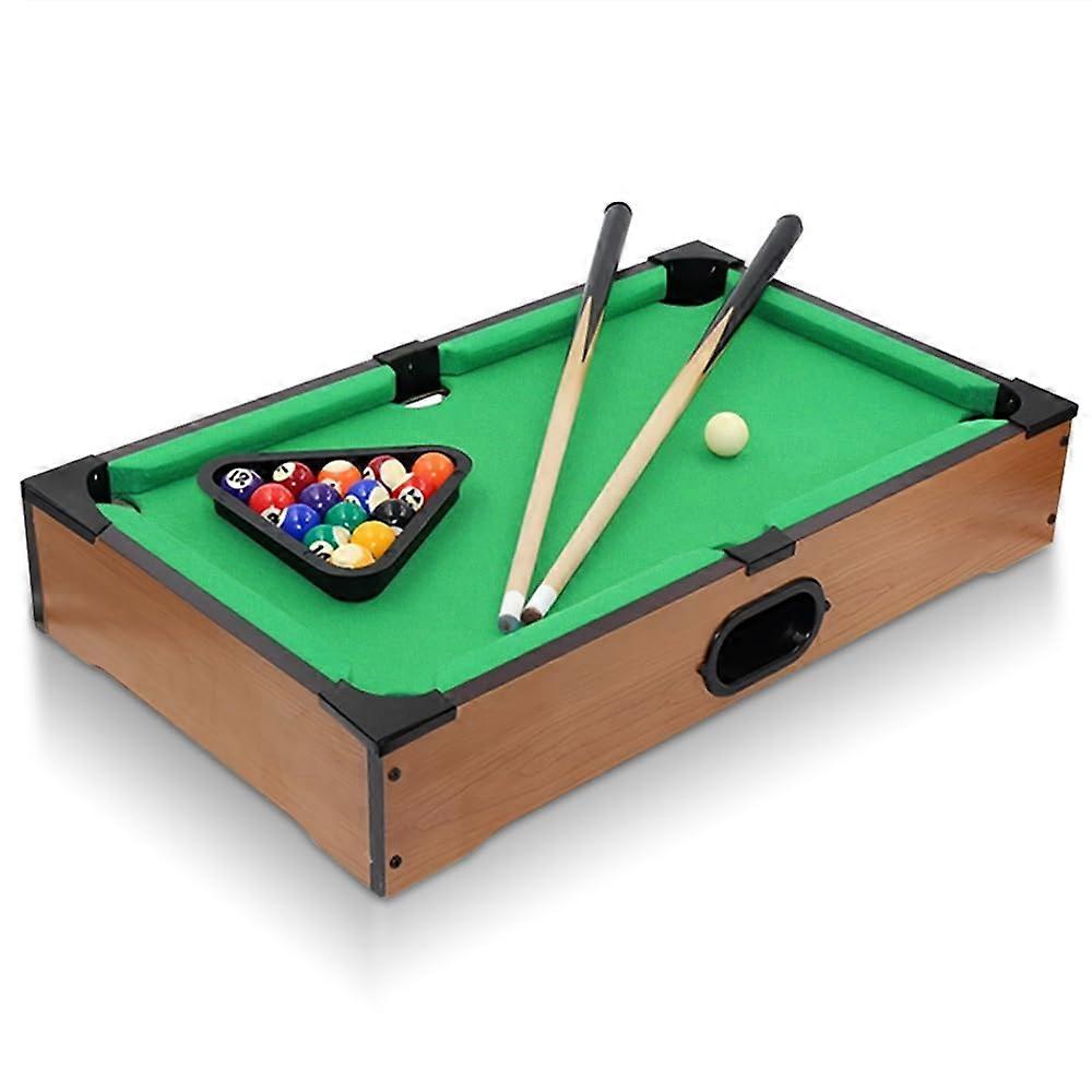 Mini Pool Table with 16 Balls, 2 Cues and Triangle Rack, Wooden Tabletop Billiards Game for Kids and Adults