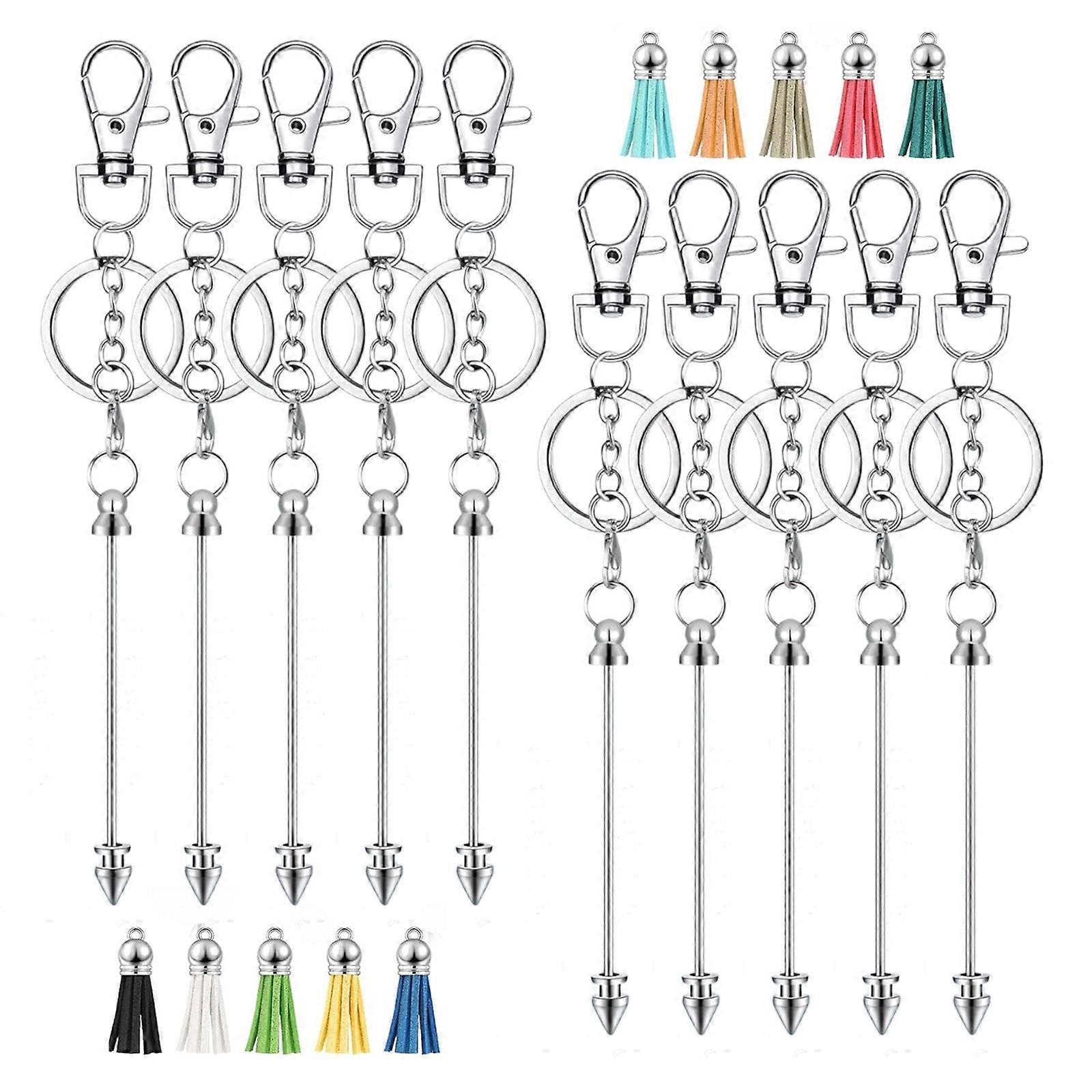 Set of 18 Metal Rods for Keychain Making Multicolored Beaded Keychain Rod Blanks for Crafting Keychain Keyrings Multicolor
