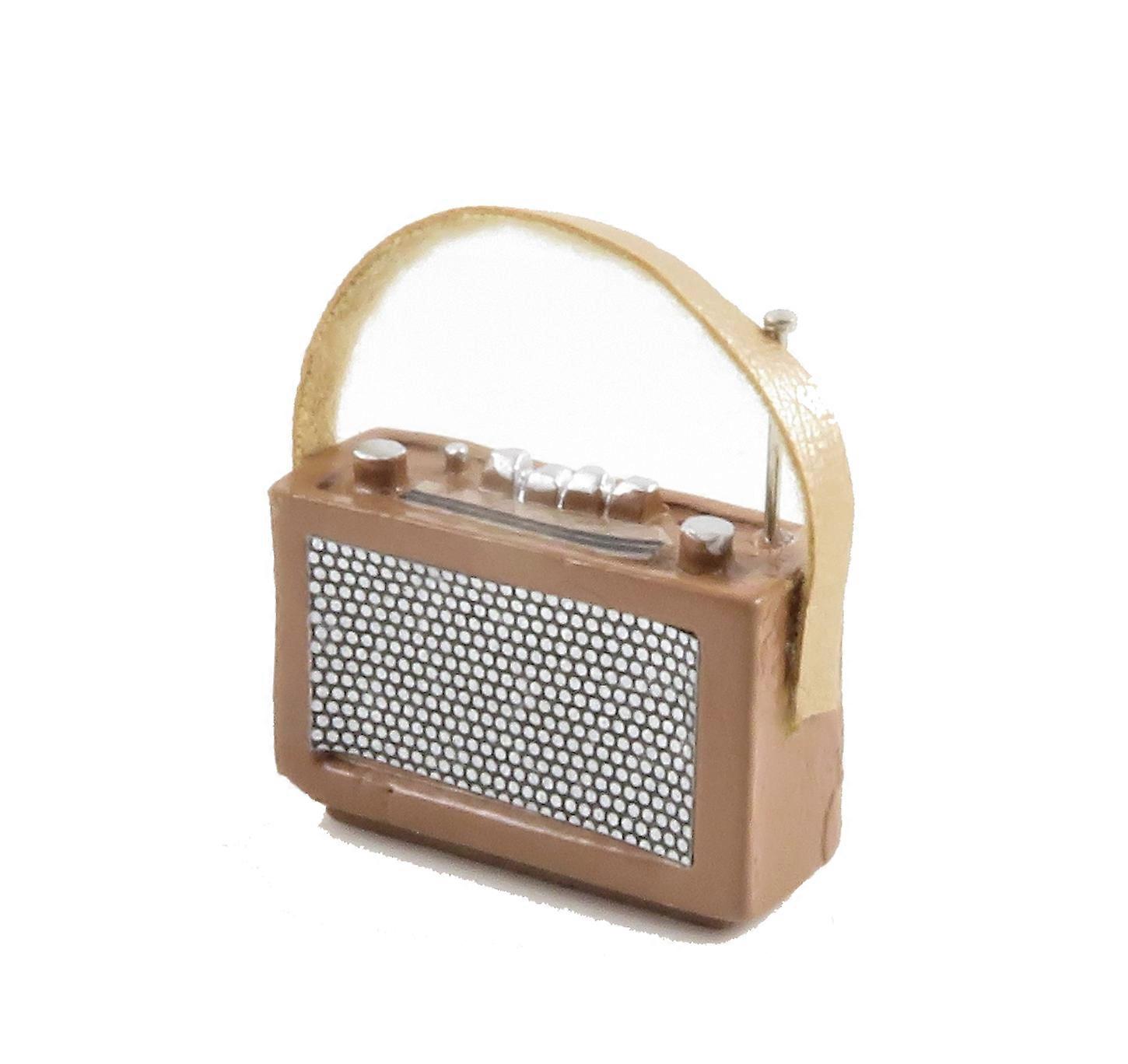 Dolls House 1960's Tan Transistor Radio Miniature 1:12 Scale Accessory 