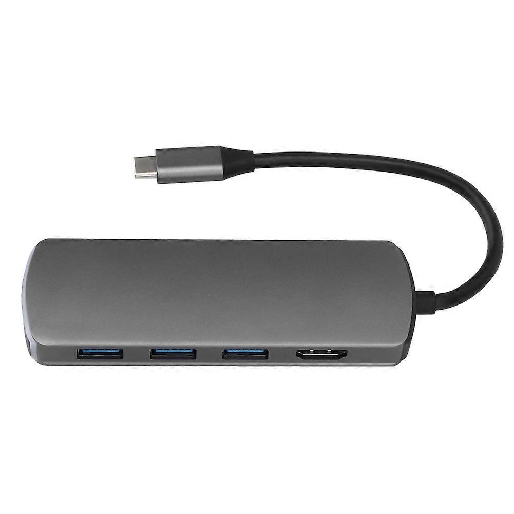 6 In-1 Multifunctional HD Docking Station Type C to HDMI USB3.1 HUB with Breathing Light
