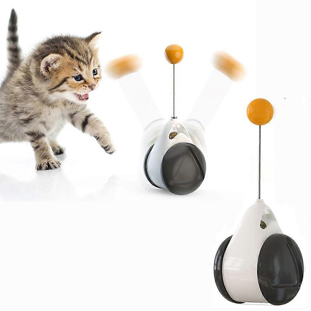 Cat Chasing Toy, Balance Car Design, Interactive Self-Rotating Puzzle Toy with Catnip Wand, Compatible with All Cats & Kittens
