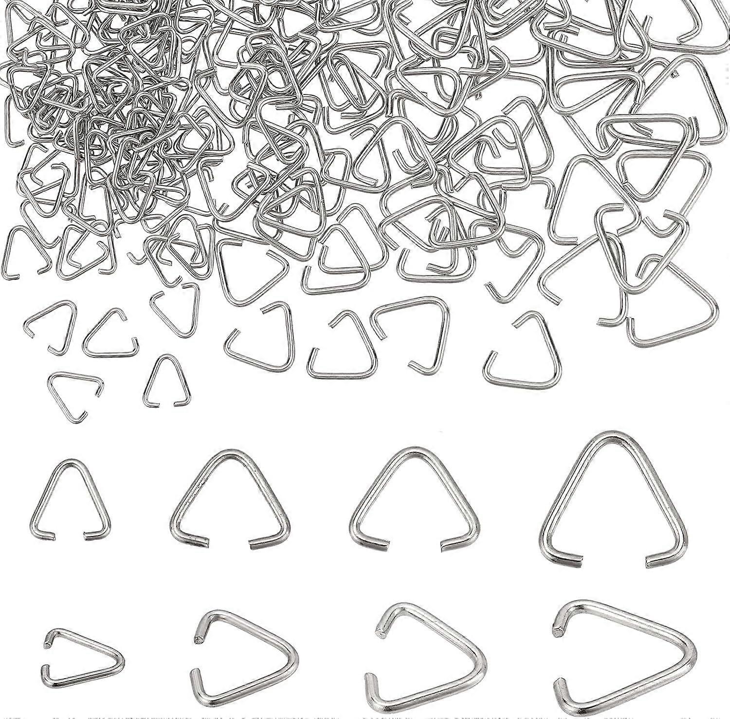 560pcs Open Jump Rings Bails 4 Sizes Triangle Open Jump Rings Silver Pinch Bails Hanger Connectors Pendant Buckle for Tree Decoration Keychain Bracele