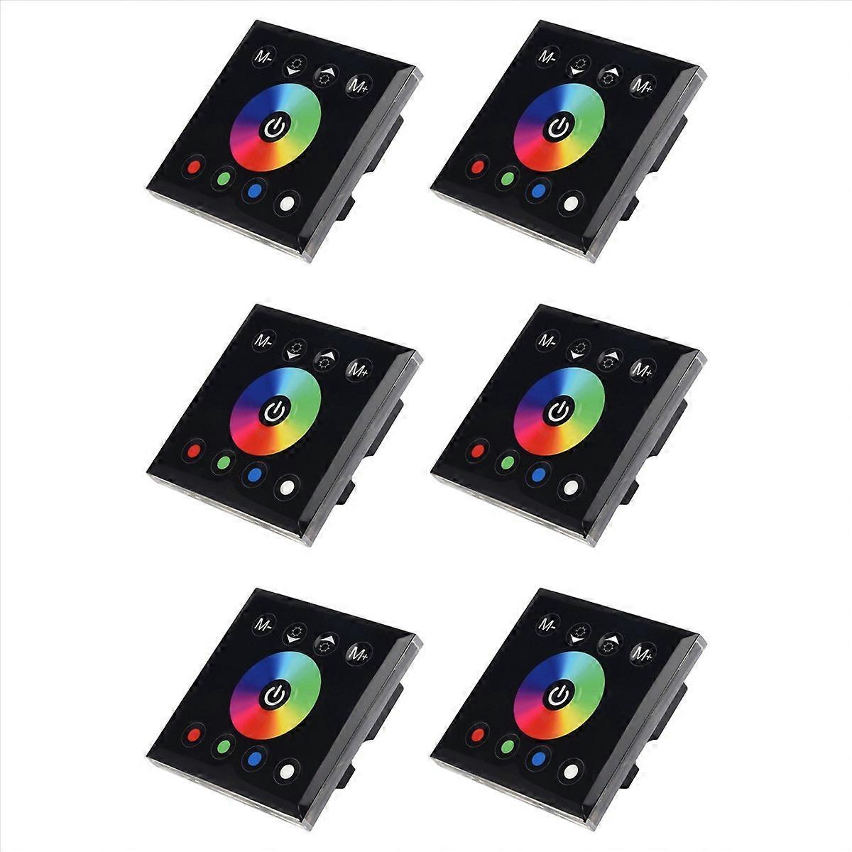 6X DC12V-24V RGB / RGBW Wall Mounted Touch Panel Controller Glass Panel Dimmer Switch Controller Bla