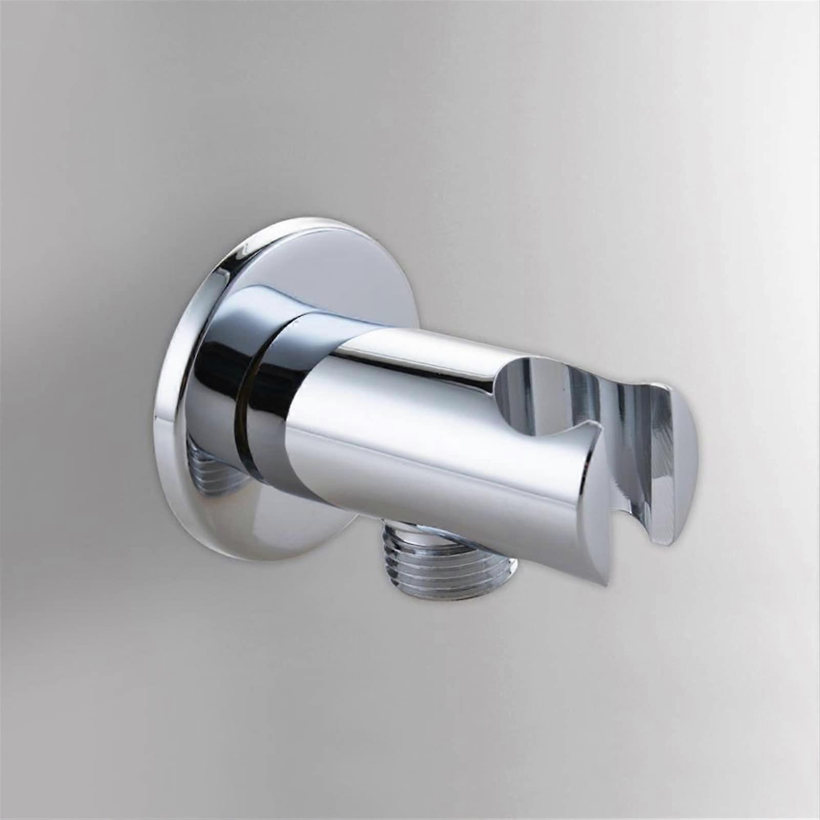 Solid Brass Chrome Shower Head Holder with Hose Connector, Wall Mounted Bracket G1/2 Angle Valve for Handheld Shower