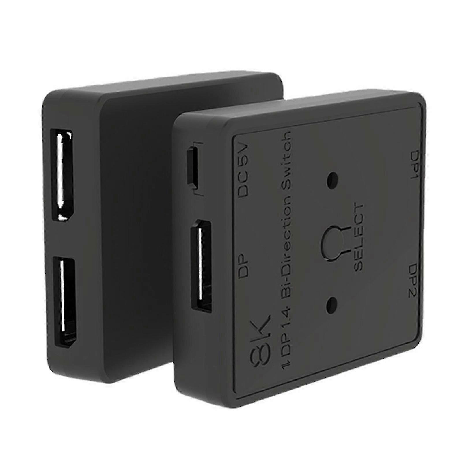 2 Way DisplayPort 1.4 Bi-directional Switch Splitter 1x2 & 2x1 KVM 8K@30Hz