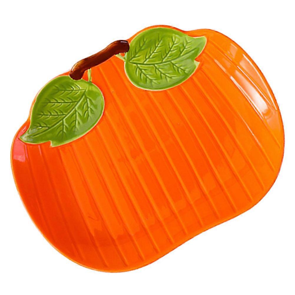 Ceramic Pumpkin Plate for Dish Serving Orange Food Serving Tray