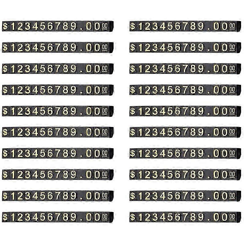 20 Sets Price Display Square Adjustable Price Tag for Price Display Counter Stand Number Letter Doll