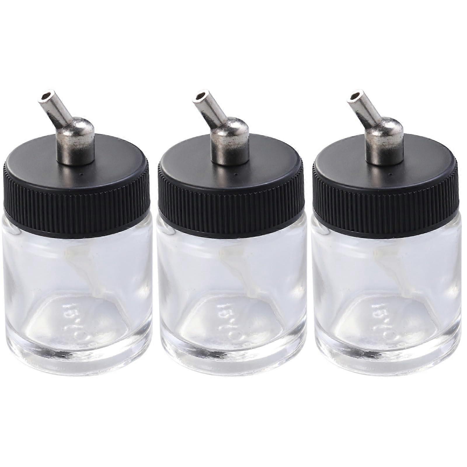 Airbrush Bottles 22cc Clear Glass with Caps, Set of 3 for Paint Spraying and Model Craft
