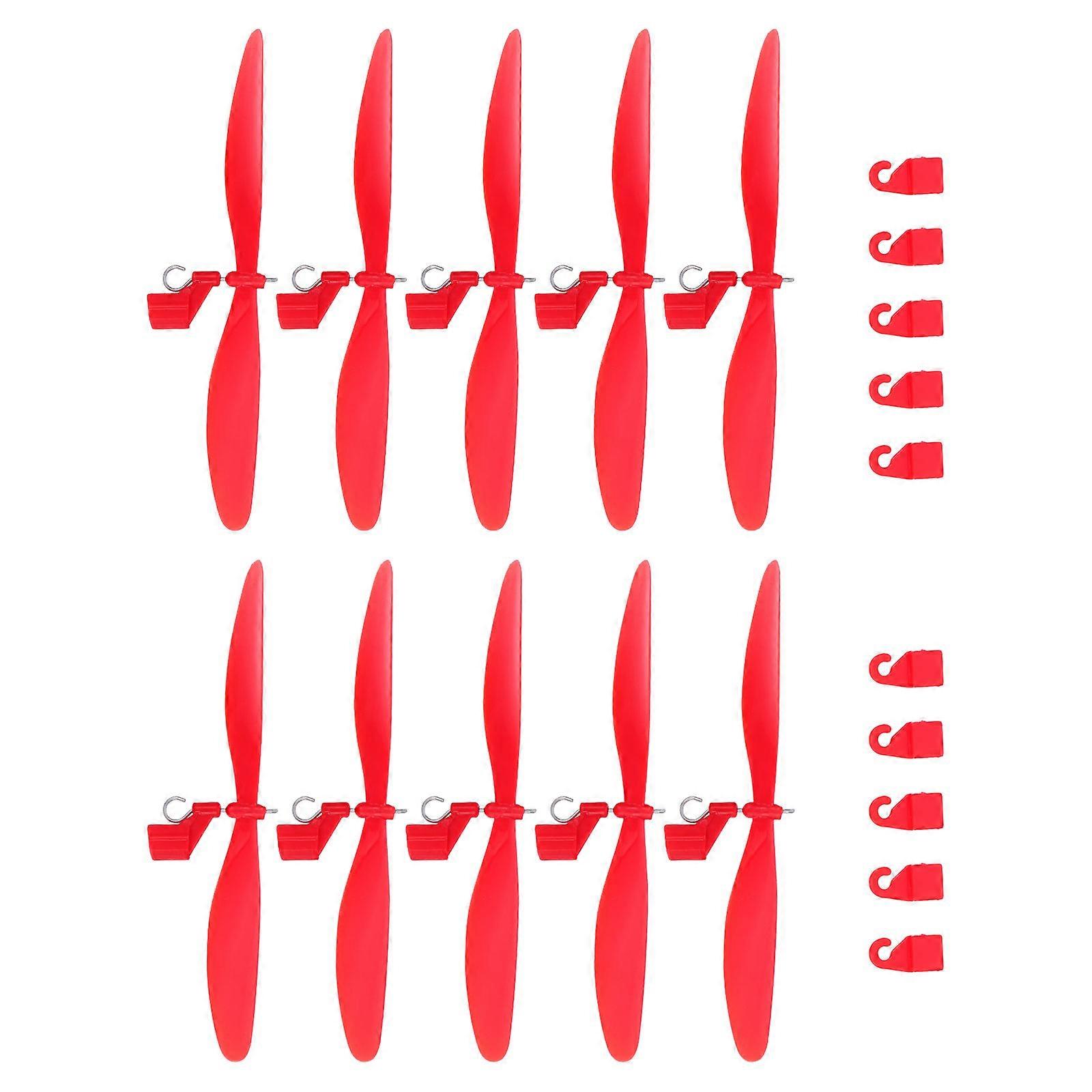 Red Plastic Propellers for Aircraft Model 10Sets Lightweight Fold Resistant