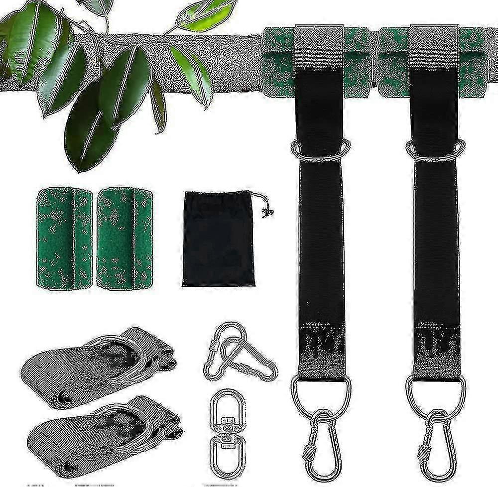 Tree Swing Hanging Straps Kit 2x5ft Heavy Duty Swing Hanger With Carabiners, Tree Protectors And Swivel Hook