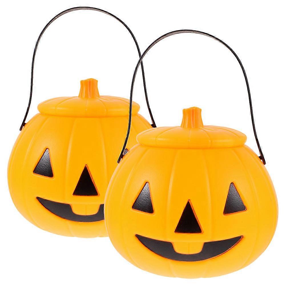 Halloween Candy Bucket Pumpkin Candy Holder for Storage Use 2Pcs Lightweight