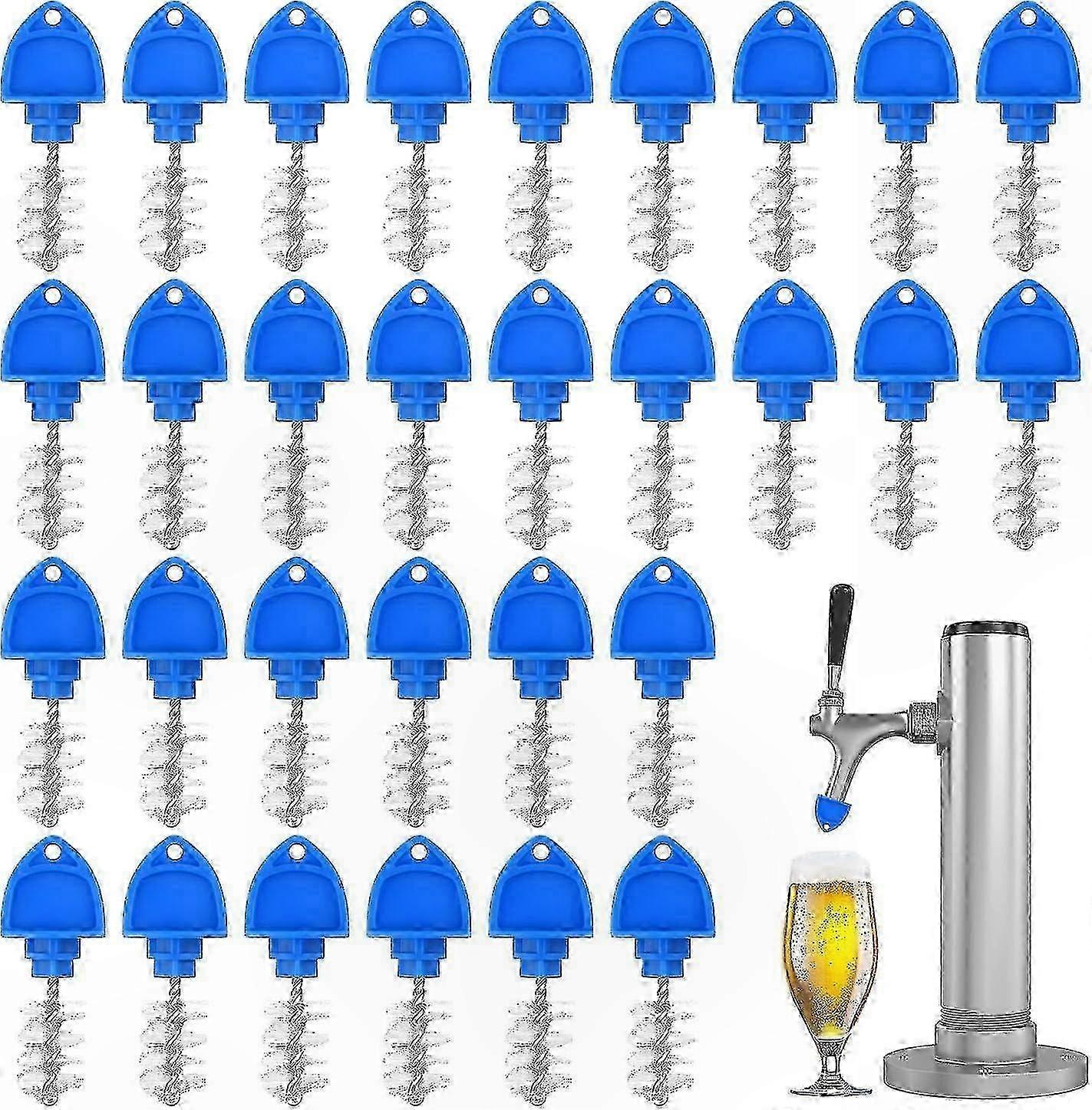 30-Pack Draft Beer Faucet Cleaning Brushes with Caps for Tap Maintenance