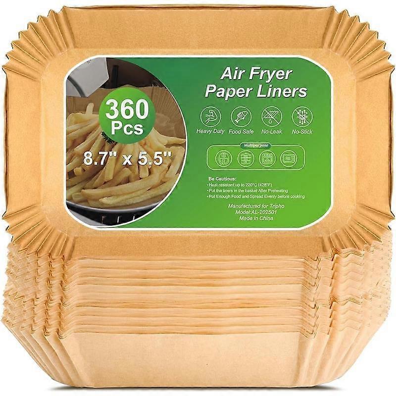 360 count 8.7" x 5.5" Unbleached Heavy Duty Air Fryer Paper Liners Disposable, Non-Stick & Non-Leak  Paper Liners for Airfryer Basket, Deep 