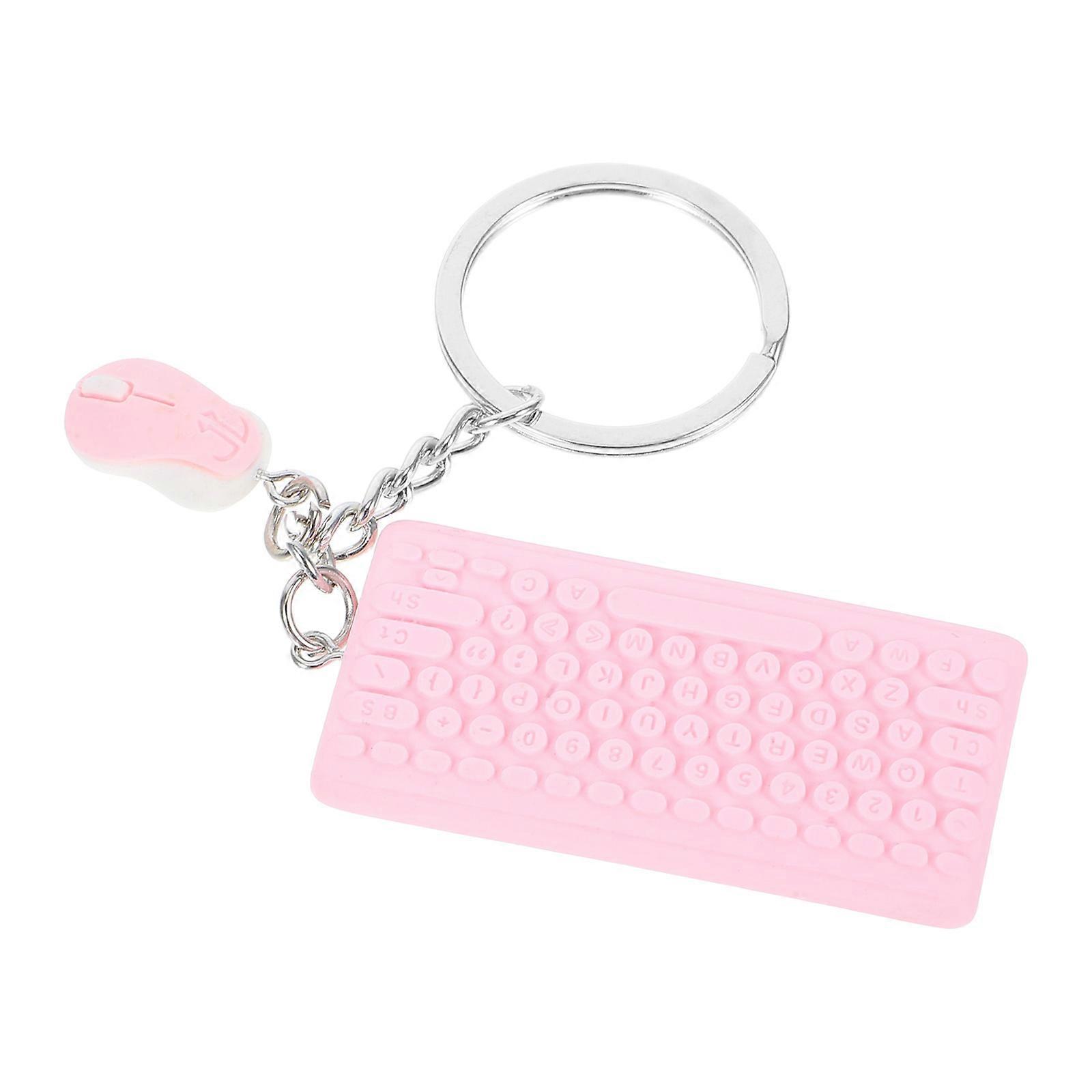 Keyboard Mouse Keychain Featuring Miniature Tech Charm for Decoration