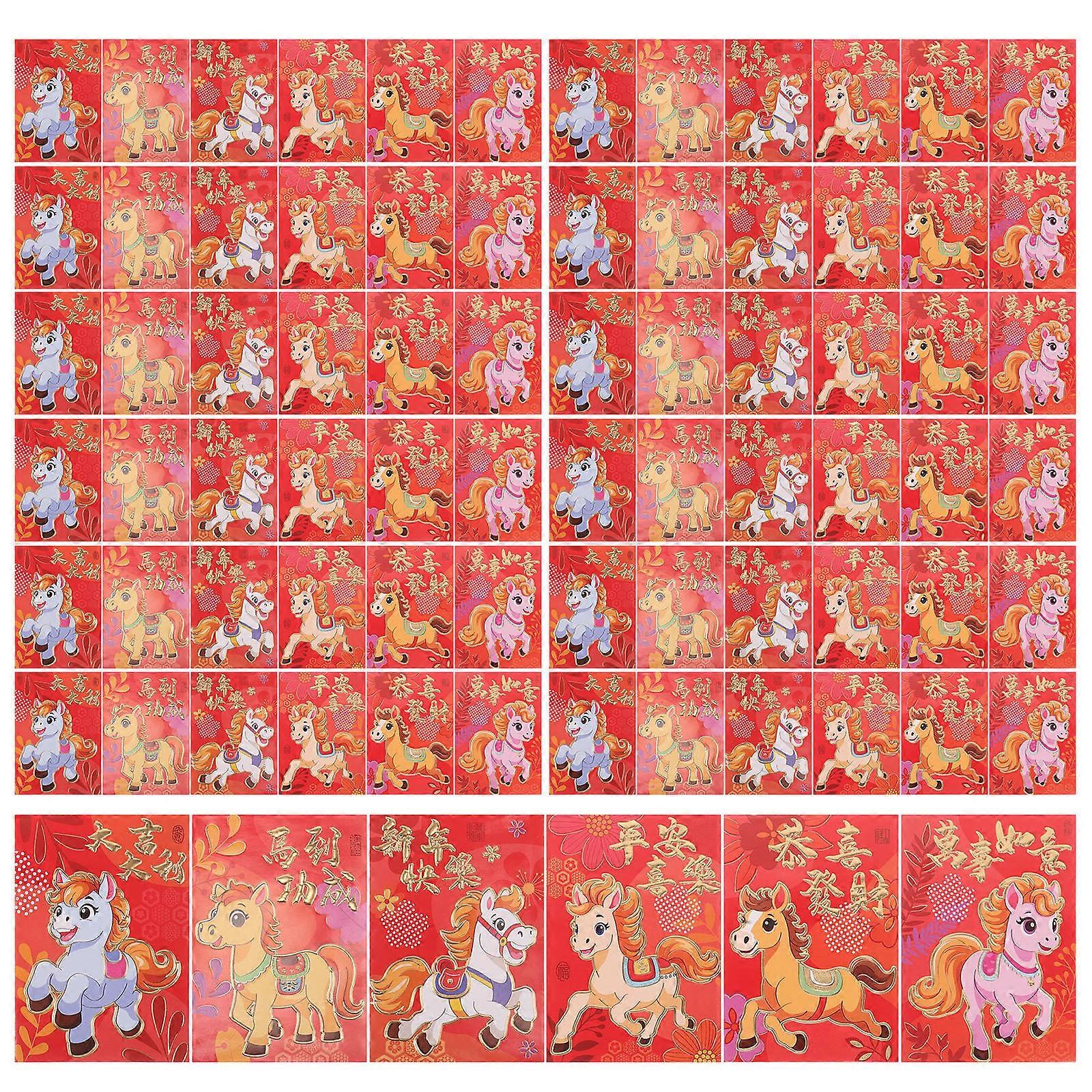 Chinese New Year Red Envelopes Paper for Storage 600Pcs Traditional Red Packet Set