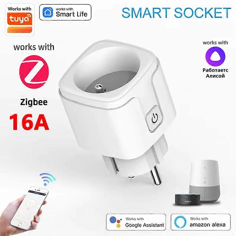 Tuya WiFi/Zigbee Smart Socket EU Power Monitoring Smart Life APP Control Remote Voice Timer Compatible with Alexa Google Home