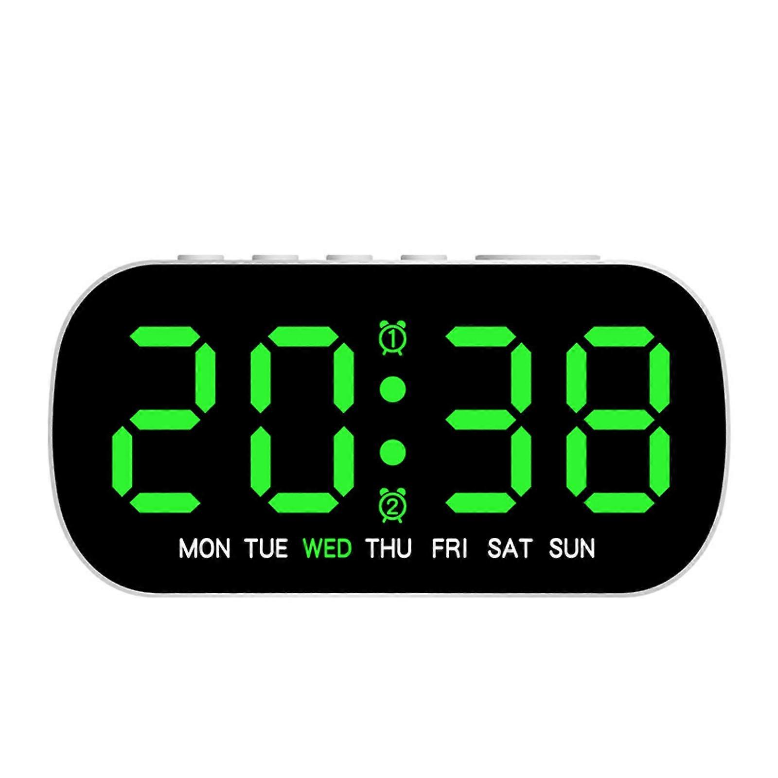 Digital Clock with Large LED Display, Dual Alarm and Temperature for Home or Office  Green