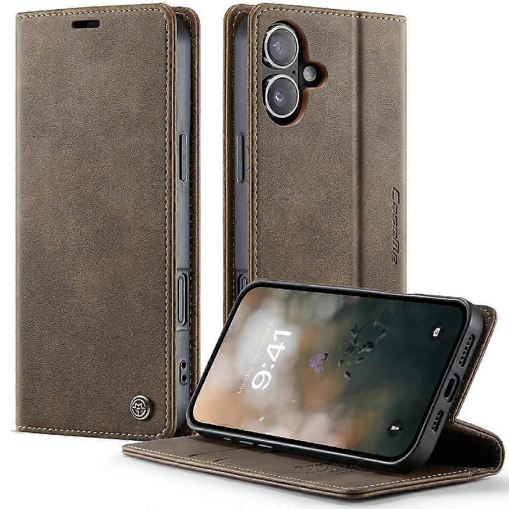 Retro RFID Blocking Wallet Case for iPhone 16 Pluswith Kickstand & 360 Shockproof Protection