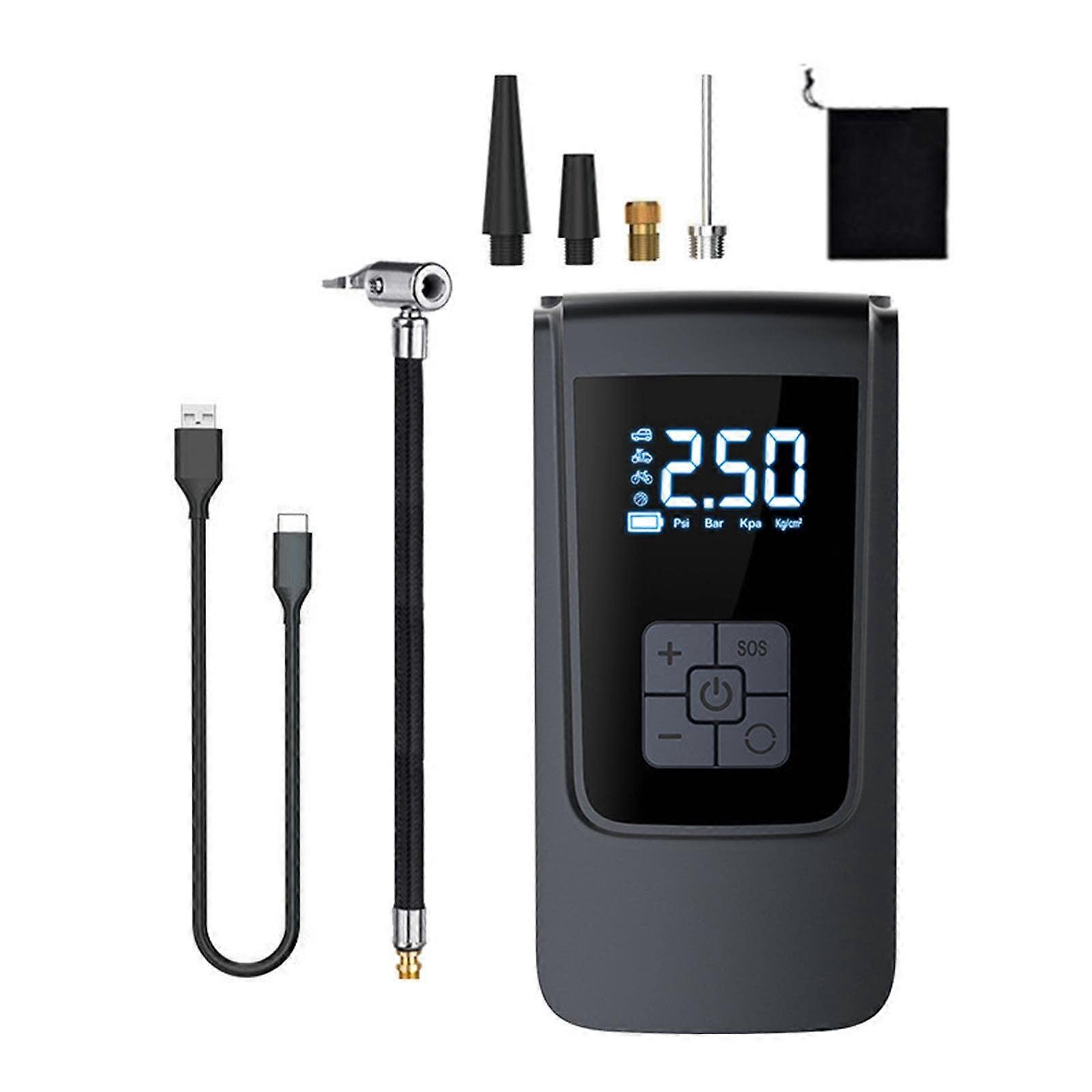 Portable Air Compressor Cordless Tire Inflator with LED Display Automatic Shutoff for Car Bike