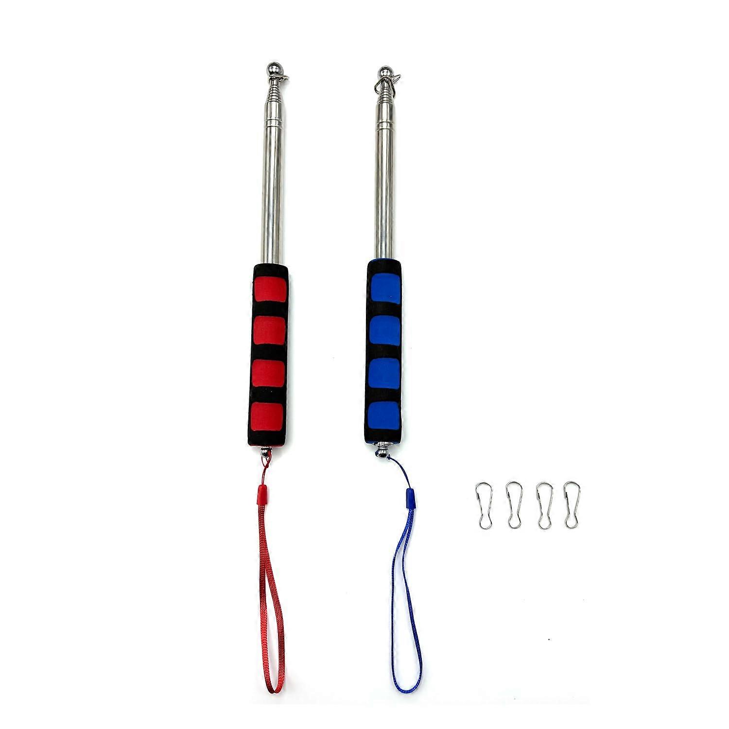 Telescopic Flag Pole 5ft Extendable Stainless Steel with AntiSlip Grip and Clips, 2 Pack