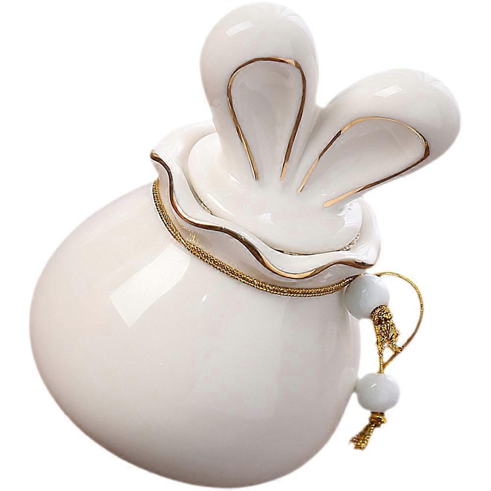 Ceramic Tea Jar Rabbit Shaped for Storage with Lid 1 Piece