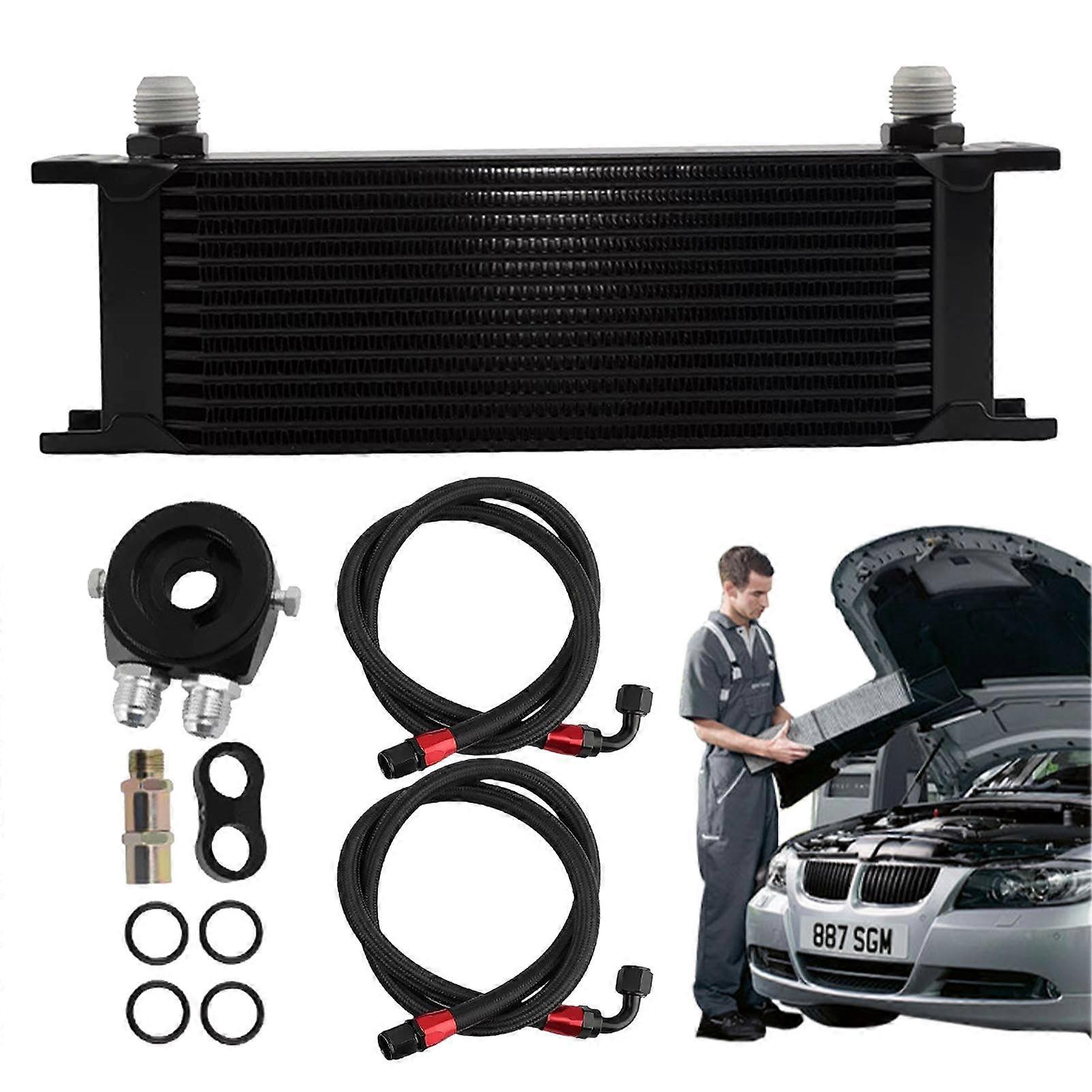 Engine Oil Cooler Kit 13 Row Transmission Cooler for  Temperature Control and Performance