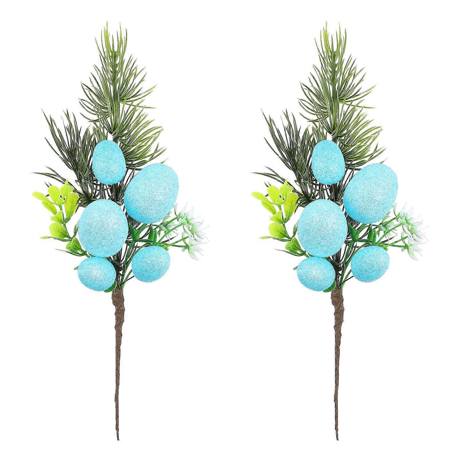 2pcs Easter Egg Ornament Artificial Branch Decor Easter Simulation Branch