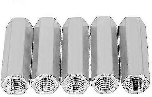 5pcs M10 Long Nut Carbon Steel Shank Hex Nuts Coupling Hex Nuts Socket Nut Threaded Fasteners (M10*40)