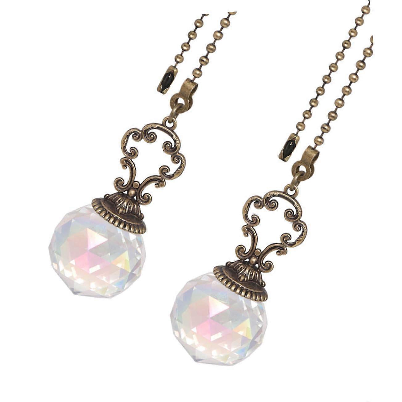 2pcs Crystal Ceiling Fan Pull Chain Extender with Elegant Rustproof Design for Easy Replacement
