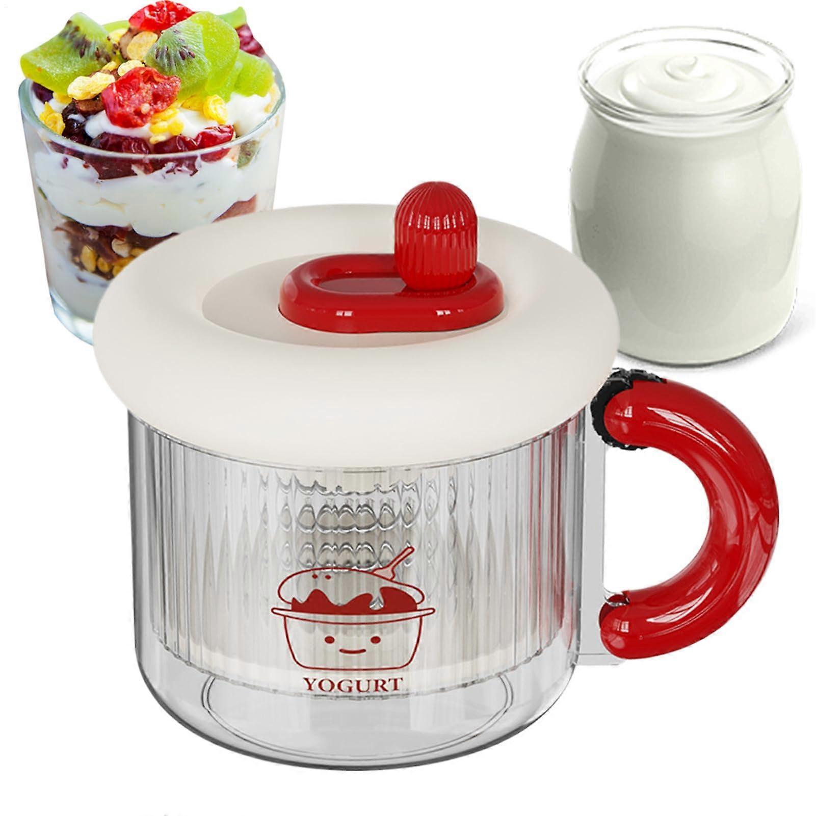 Yogurt Strainer with Lid, Adjustable Pressure Fine Mesh, Reusable Cheese Maker for Soy Milk
