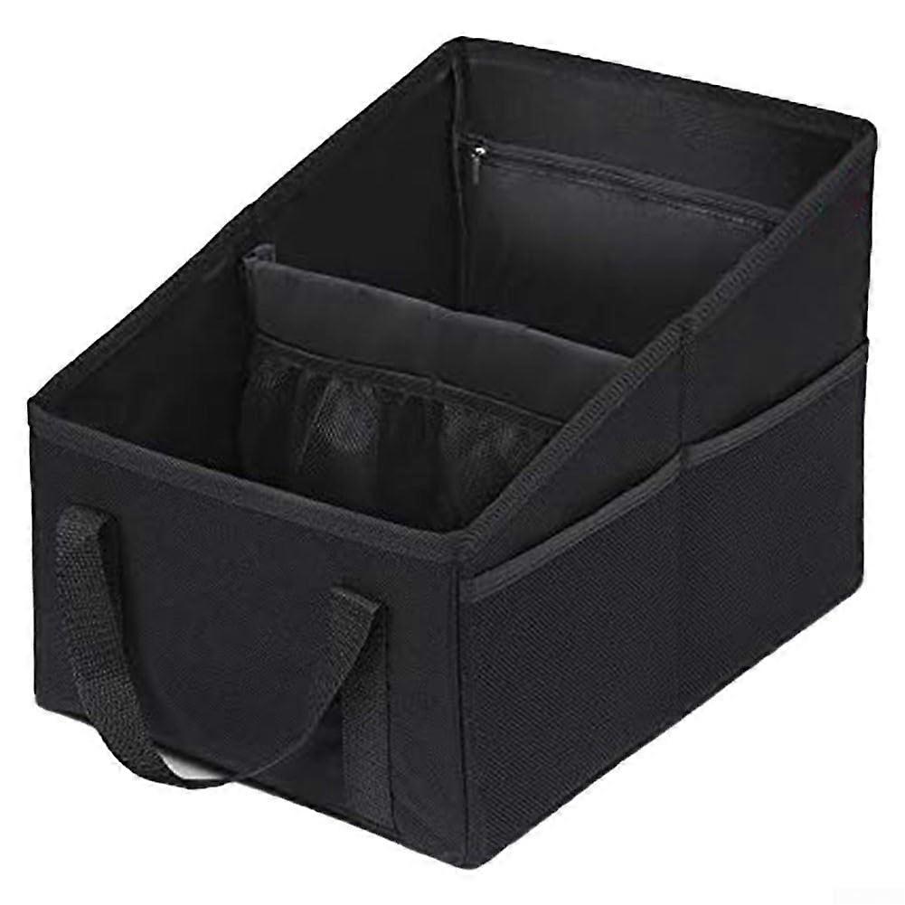 Car Trunk Organizer Oxford Cloth Foldable MultiCompartment Boot Storage Box with Reflective Stripe Black
