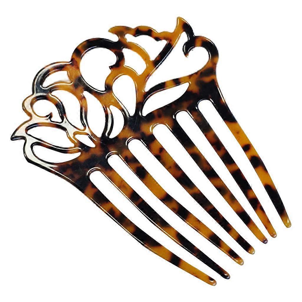 Vintage Tortoise Shell Side Hair Comb with Secure 7Teeth Grip for Updo, Dark Acetate