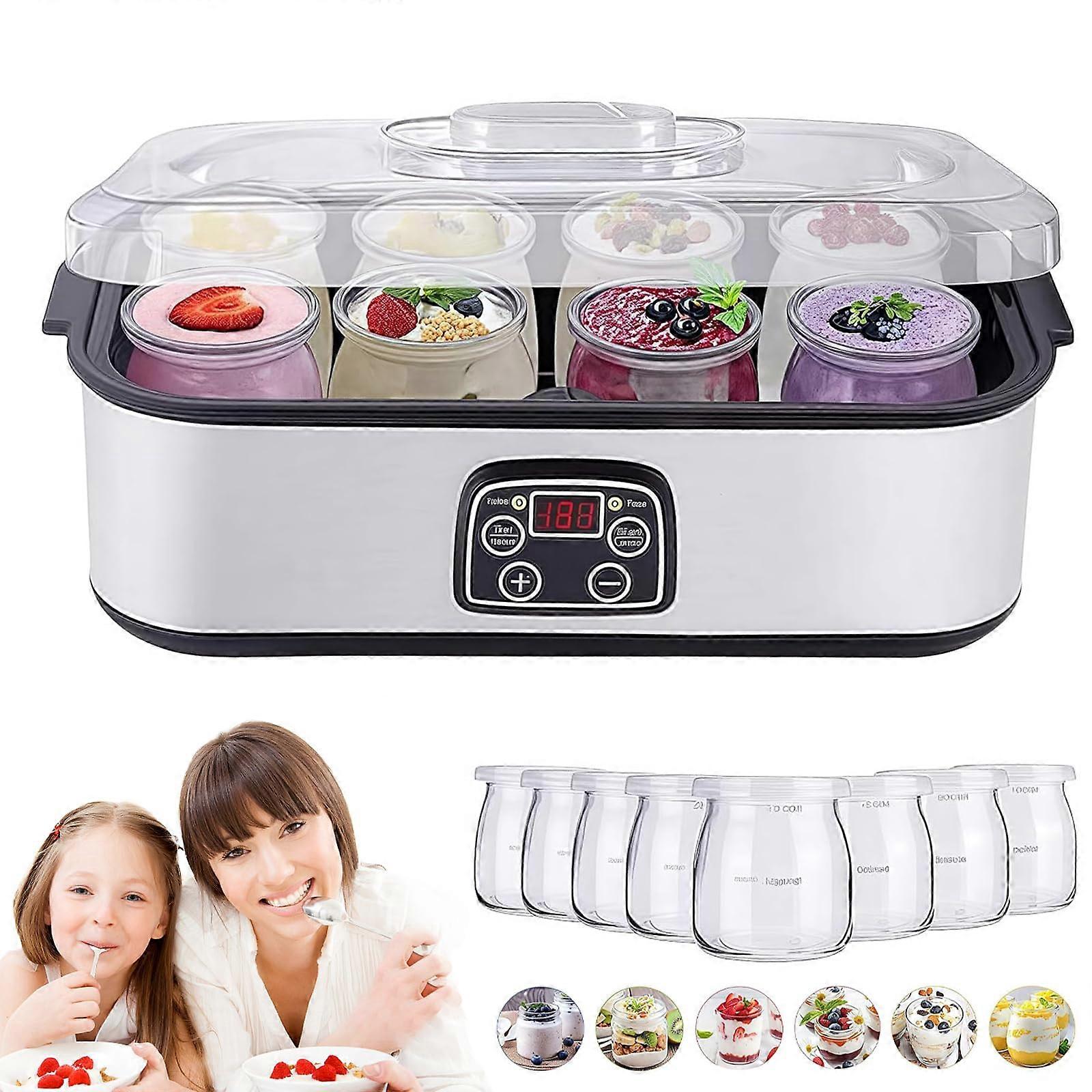 Electric Yogurt Maker with Adjustable Temperature and Timer, 8 Glass Jars, 48Hour Fermentation