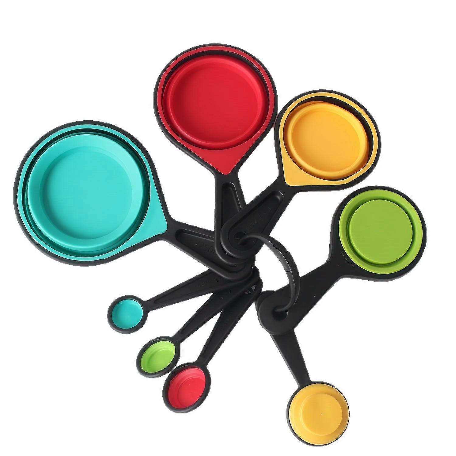 Collapsible Silicone Measuring Cups and Spoons Set 8Piece Dishwasher Safe for Baking Cooking Camping