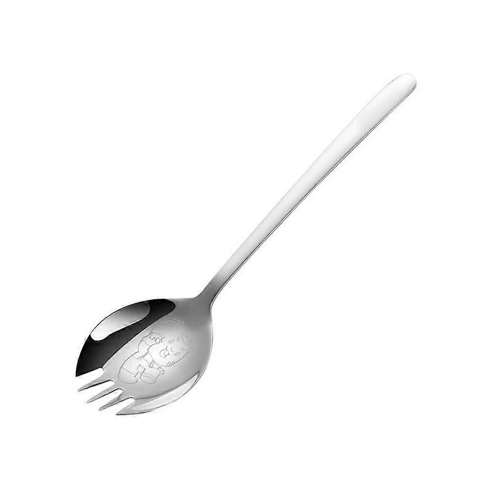 Salad Serving Utensils Stainless Steel Fork and Spoon Set with Ergonomic Comfortable Grip Silver