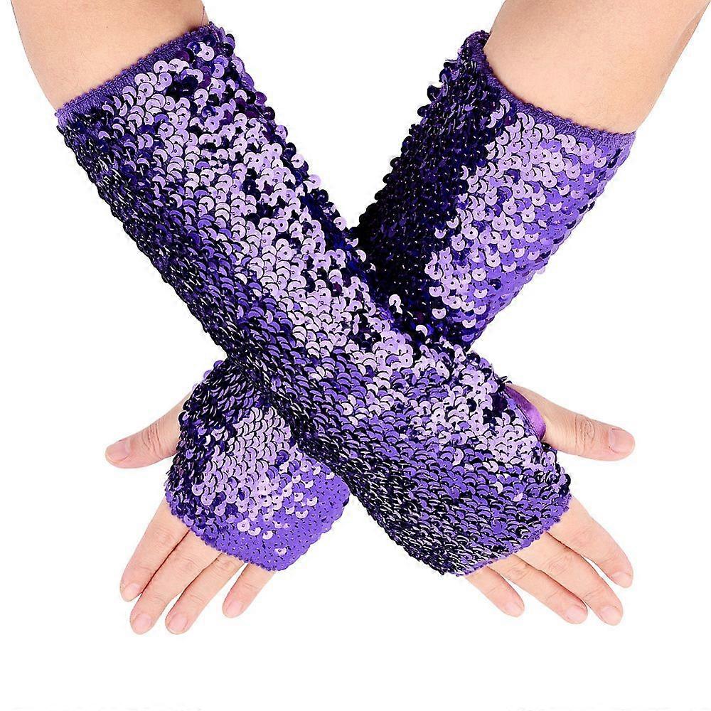 Elastic String with Plastic Glitter Oversleeve Purple 295x86x6mm