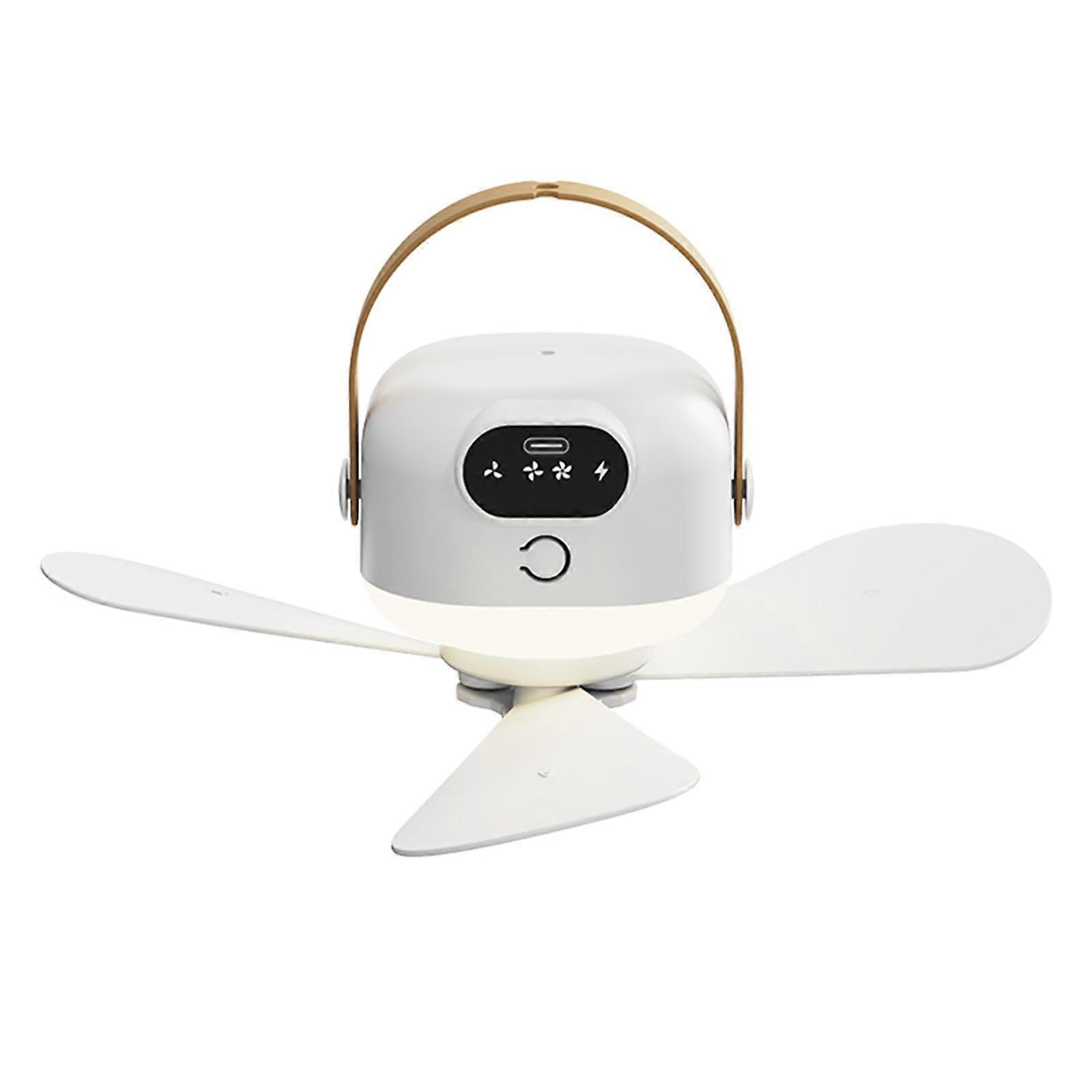 Camping Ceiling Fan with Light, USB Rechargeable 2400mAh Battery, Remote Control, 3Speed Quiet
