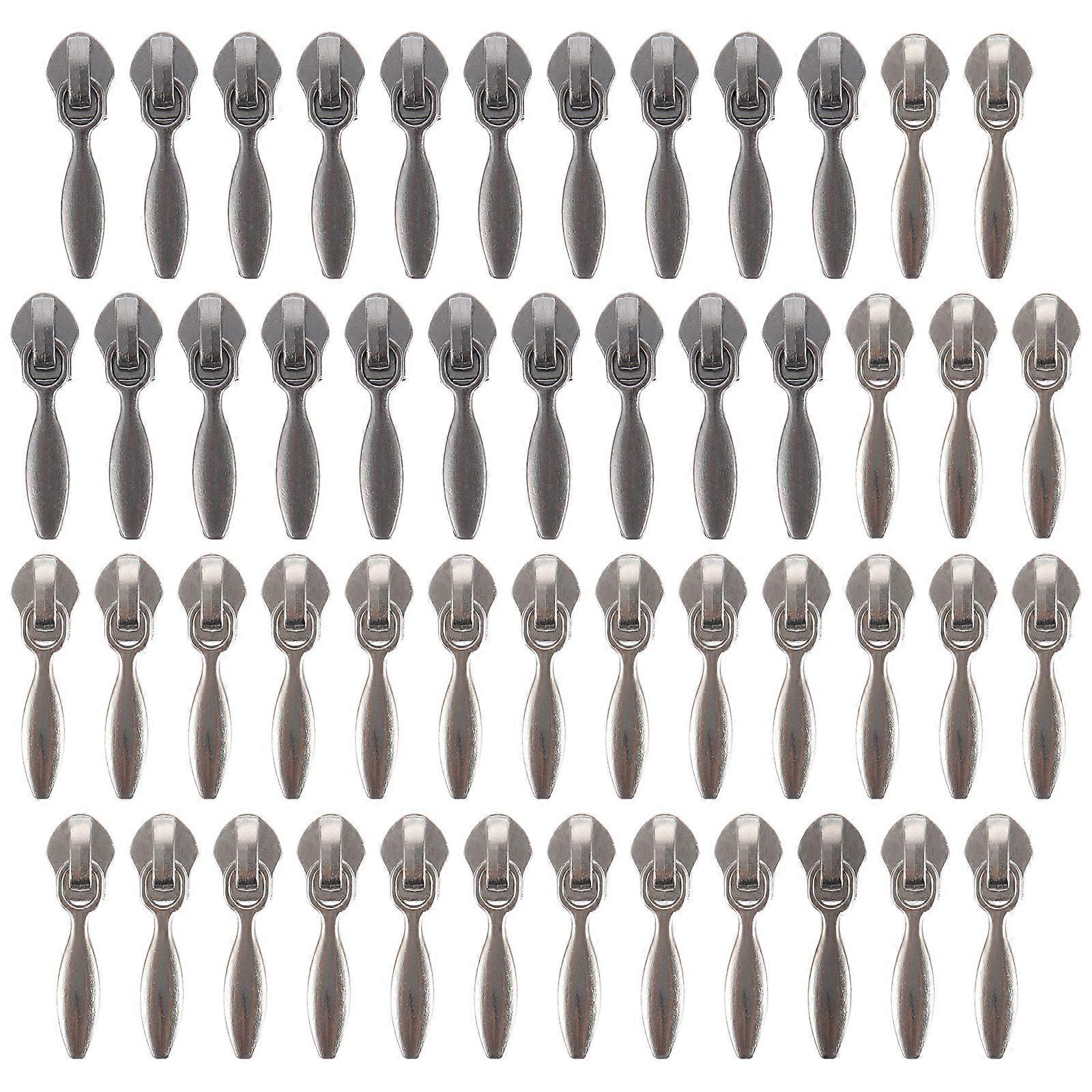50Pcs Bag Luggage Zipper Pullers Replacement Zipper Pull Tabs (Silver, Black)
