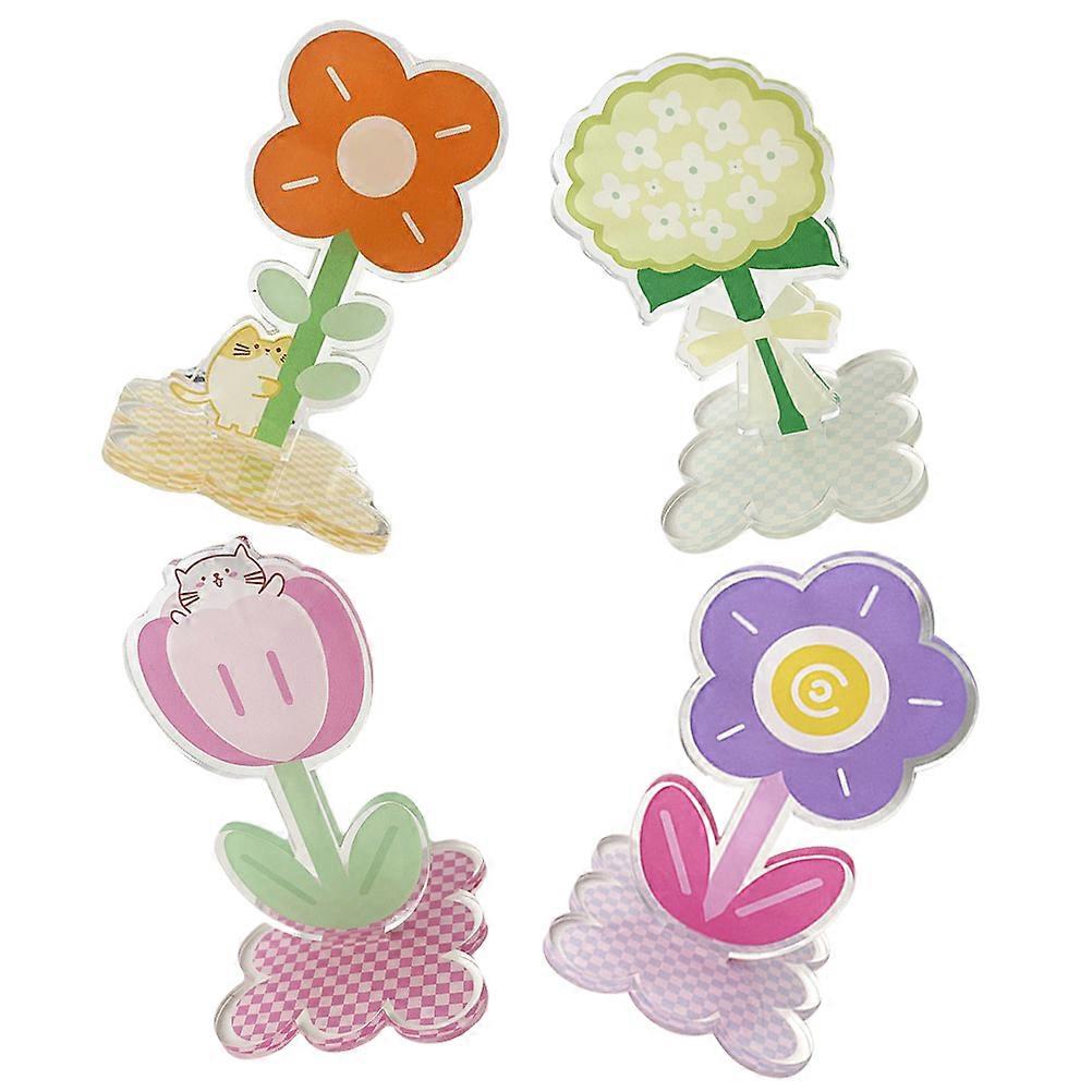 Acrylic Flower Note Clamps Multipurpose Memo Clips for 4Pcs Use