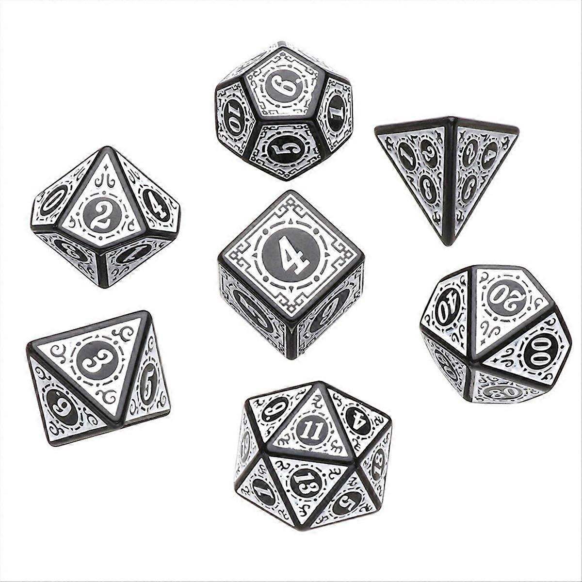 White 7 Pcs for TRPG DND Dice Set Acrylic Multi-Sided 7-Die D4-D20 Polyhedral Dice Table Game Math Tabletop