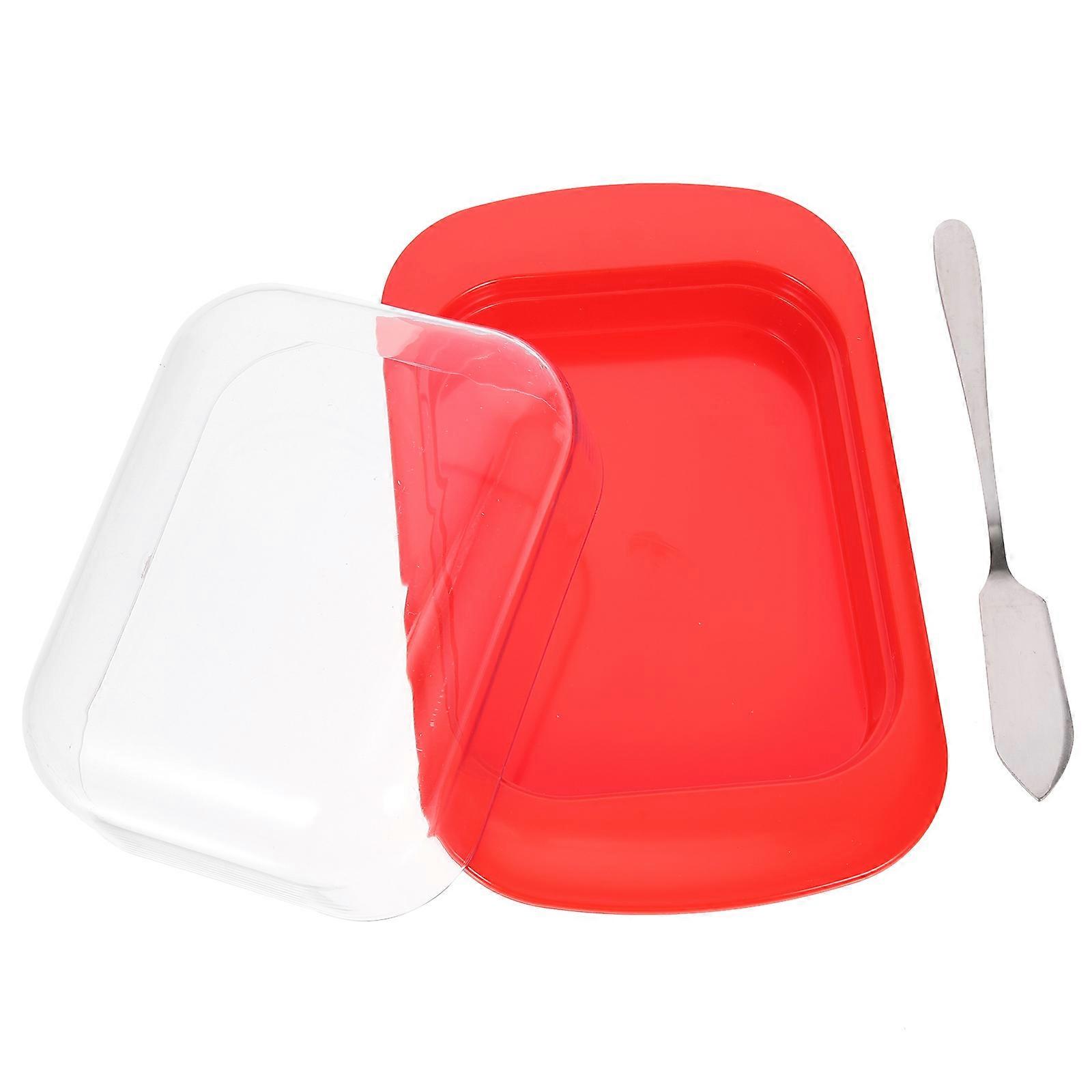 Butter Crisper Storage Box for Home Use Red Plastic Butter Container