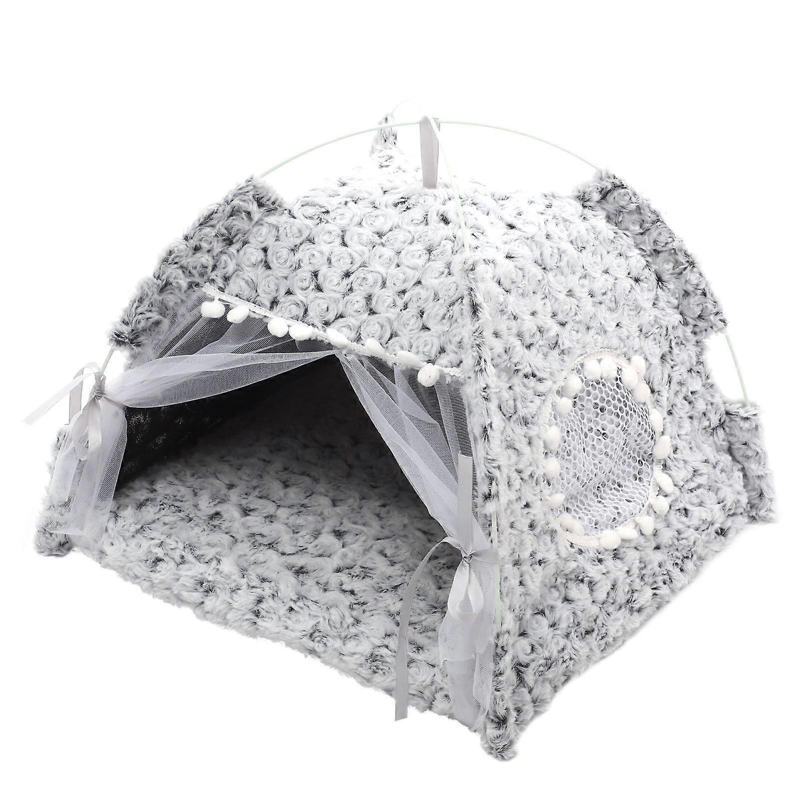 Grey Foldable Pet Tent Cat Sleeping Tent for Indoor Use