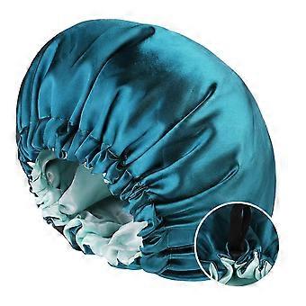 2pcs Adjustable Satin Shower Caps Waterproof Reusable for Women Bathing Sleeping Spa