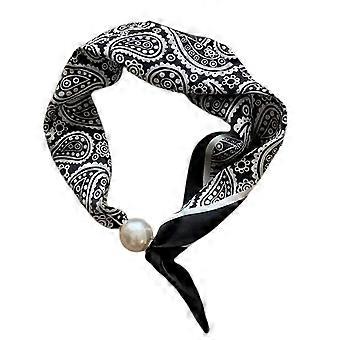 Breathable Pearls Neck Scarf Magnetic Fastening French Pattern Silk Scarf for Work and Leisure Neckwear Accessories Multicolor