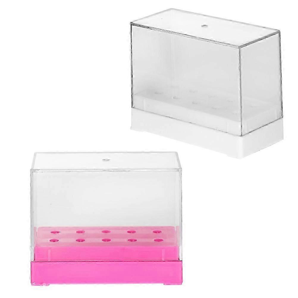 Nail Drill Bits Storage Box for Storage 2Pcs Plastic Nail Drill Bits Holder