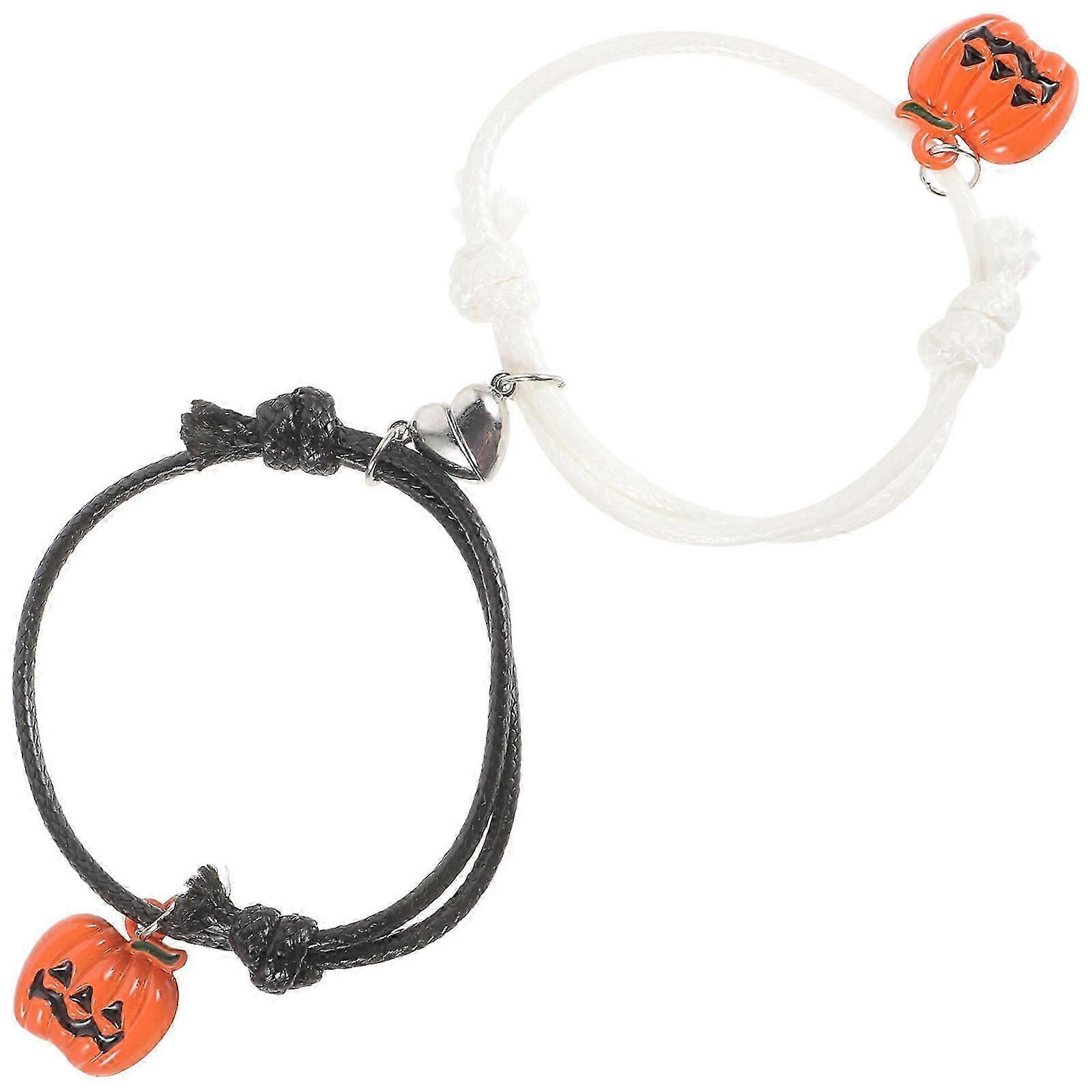 2Pcs Assorted Color Pumpkin Charm Decorative Bracelets