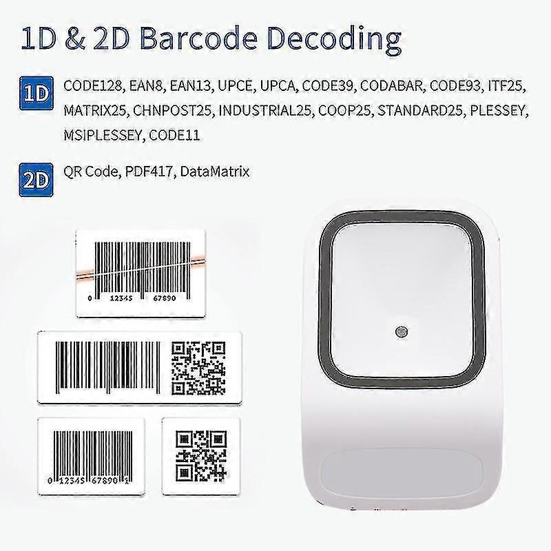 1d 2d Qr Desktop Barcode Scanner Platform Hands-free Usb Wired Bar Code Reader Scanner Plugplay Compatible With Window Android System Large Scanning